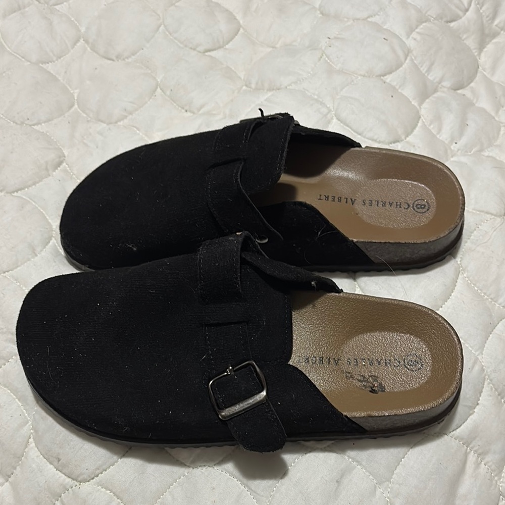 Charles Albert Black Suede Slip-On Shoes